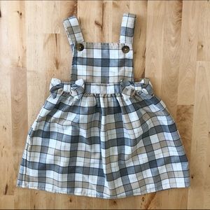 Youngland pinafore plaid dress with bows
